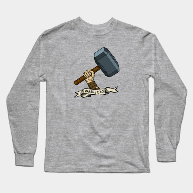 Thor Hammer Time Tattoo Long Sleeve T-Shirt by EightUnder